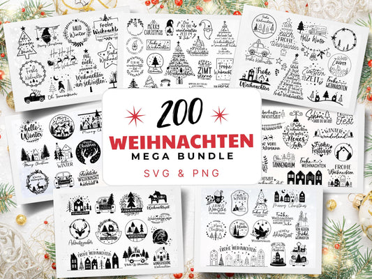 XXL Weihnachten SVG Bundle – Plotterdateien & Laserdateien – Deutsche Weihnachts-Sprüche, Winter Designs, Cricut Silhouette Png DIY Geschenk