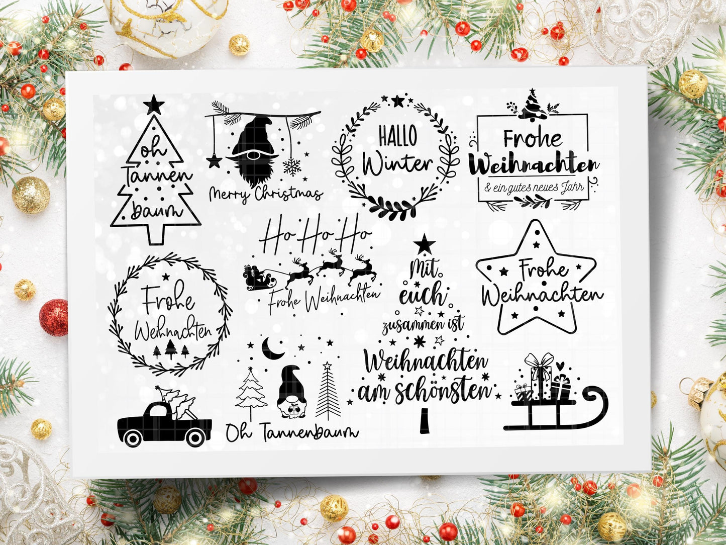 XXL Weihnachten SVG Bundle – Plotterdateien & Laserdateien – Deutsche Weihnachts-Sprüche, Winter Designs, Cricut Silhouette Png DIY Geschenk