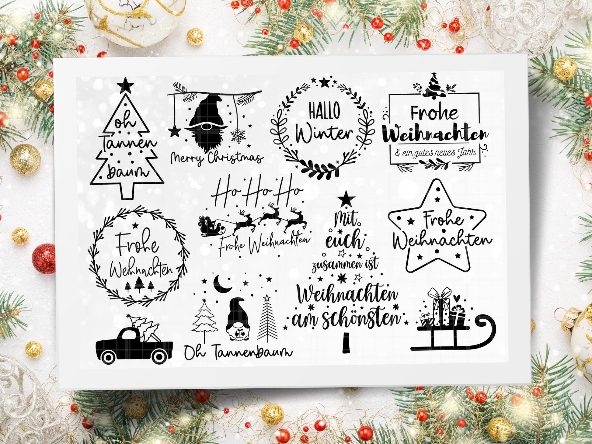 XXL Weihnachten SVG Bundle – Plotterdateien & Laserdateien – Deutsche Weihnachts-Sprüche, Winter Designs, Cricut Silhouette Png DIY Geschenk