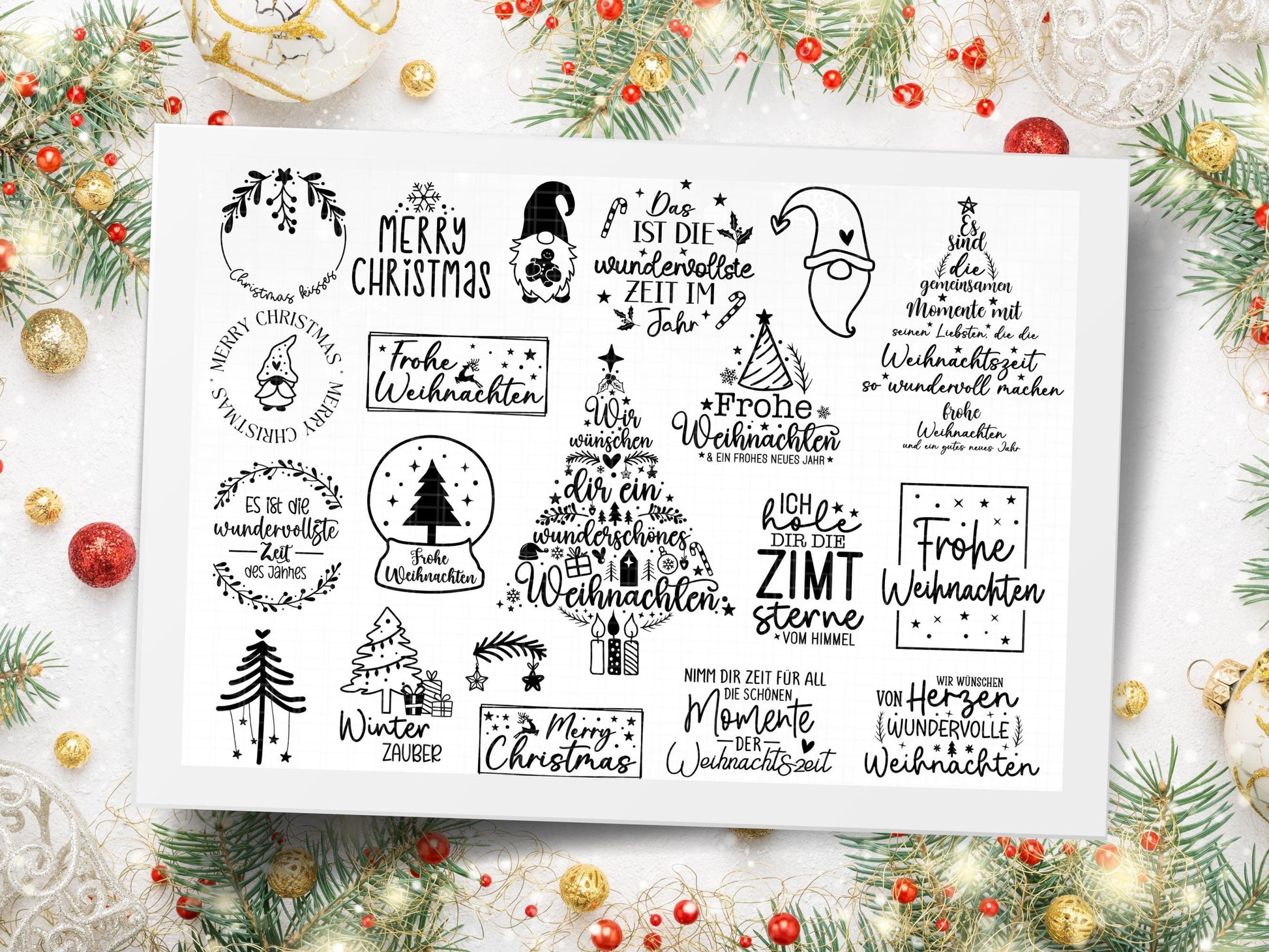 XXL Weihnachten SVG Bundle – Plotterdateien & Laserdateien – Deutsche Weihnachts-Sprüche, Winter Designs, Cricut Silhouette Png DIY Geschenk