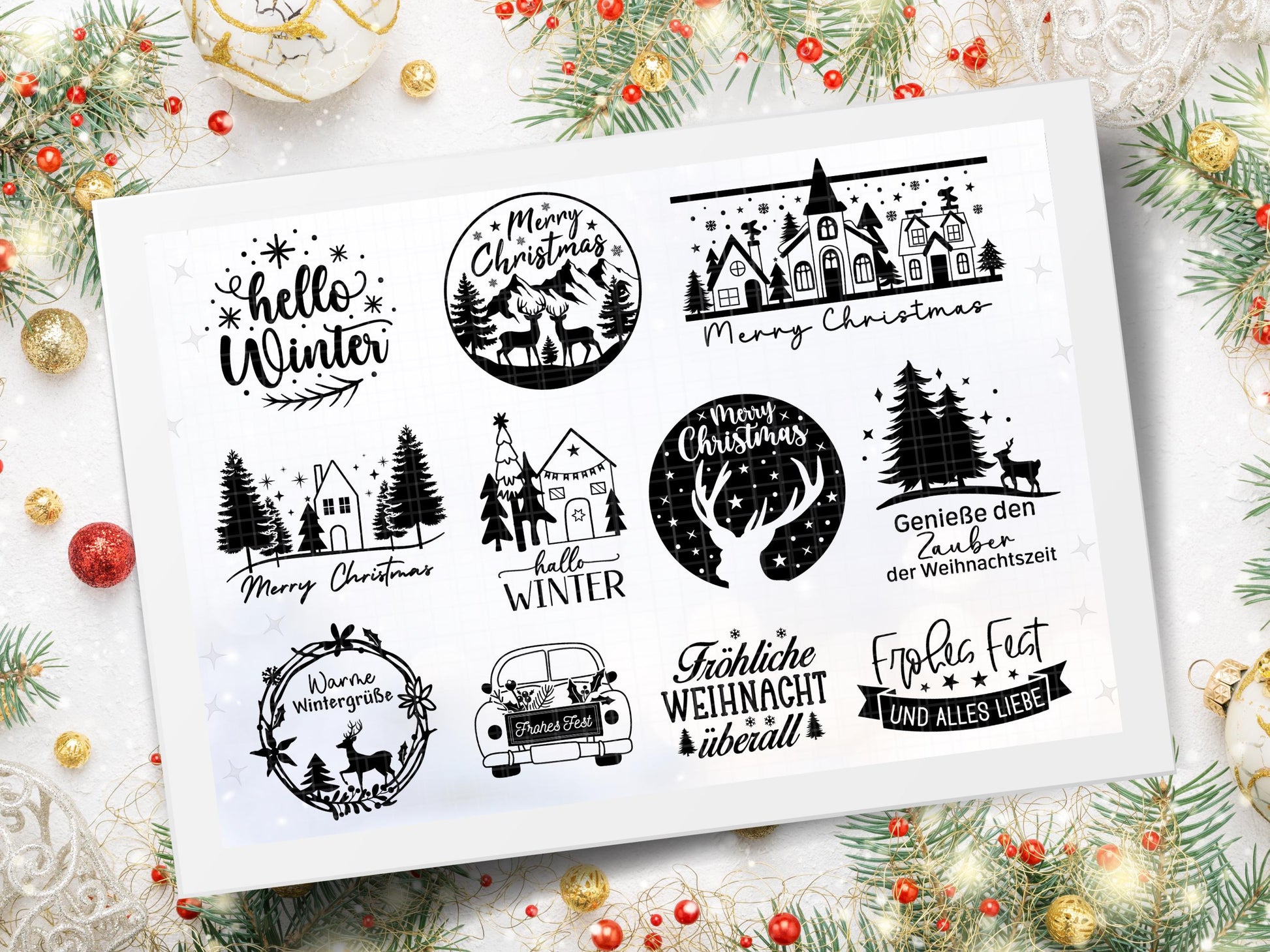 XXL Weihnachten SVG Bundle – Plotterdateien & Laserdateien – Deutsche Weihnachts-Sprüche, Winter Designs, Cricut Silhouette Png DIY Geschenk