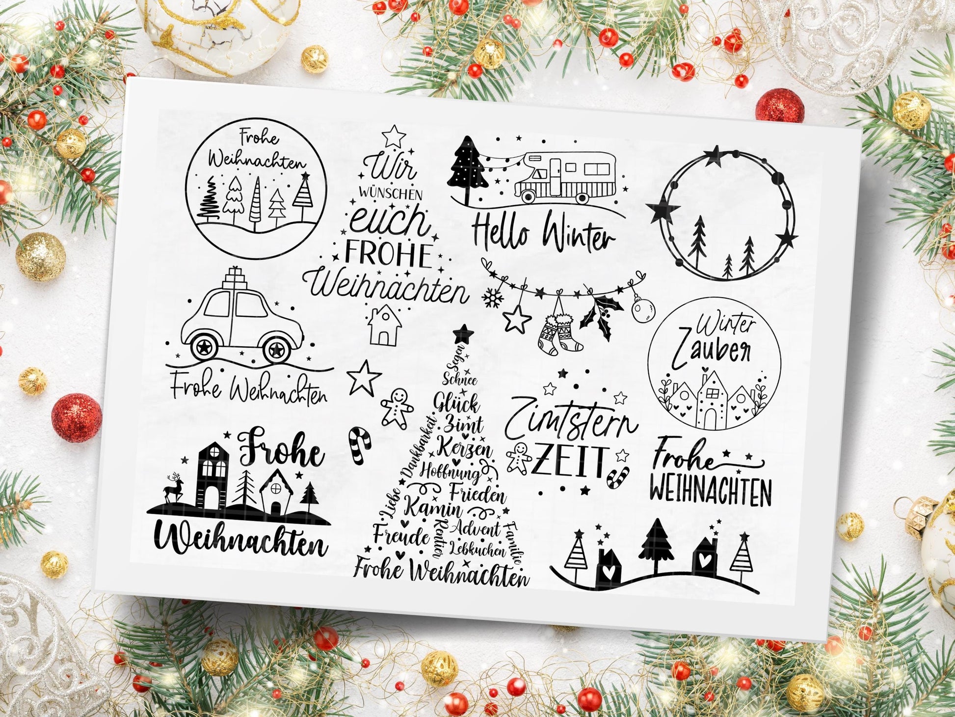 XXL Weihnachten SVG Bundle – Plotterdateien & Laserdateien – Deutsche Weihnachts-Sprüche, Winter Designs, Cricut Silhouette Png DIY Geschenk