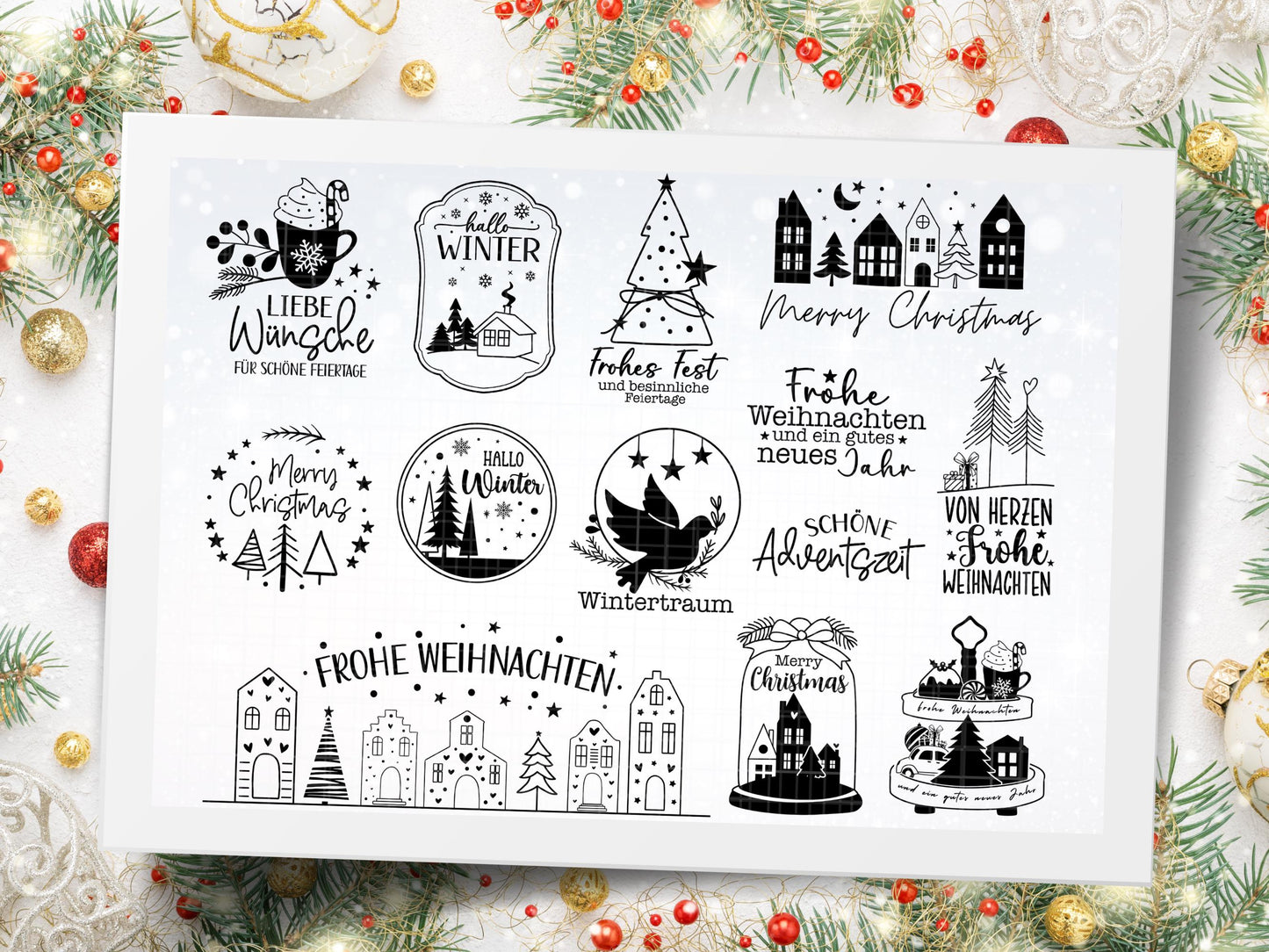 XXL Weihnachten SVG Bundle – Plotterdateien & Laserdateien – Deutsche Weihnachts-Sprüche, Winter Designs, Cricut Silhouette Png DIY Geschenk