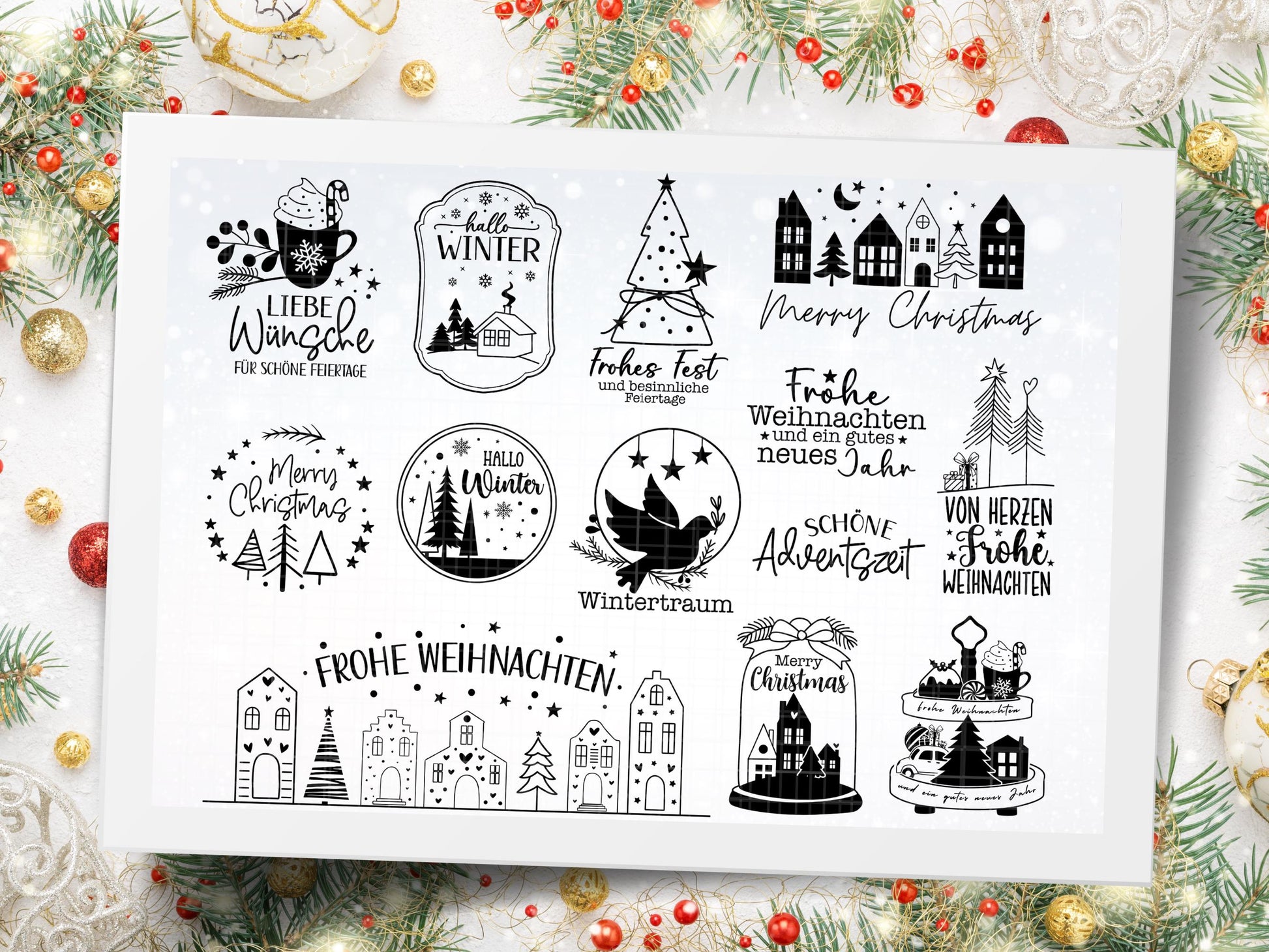 XXL Weihnachten SVG Bundle – Plotterdateien & Laserdateien – Deutsche Weihnachts-Sprüche, Winter Designs, Cricut Silhouette Png DIY Geschenk