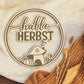 Hallo Herbst SVG Laserdatei – Plotterdatei Herbstkranz mit Kürbis & Pilz – Herbst Deko Vorlage für Cricut Silhouette Glowforge DIY Basteln
