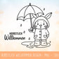 Plotterdatei Herbst Hase SVG – Herbstlich Willkommen – Niedliches Hasen Design mit Regenschirm – Laserdatei PNG Cricut Silhouette Basteln