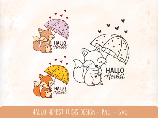 Hallo Herbst Fuchs – Plotterdatei & Laserdatei – Herbst SVG PNG – Sublimation Design – DIY Herbstdeko – Geschenkidee Cricut Silhouette Deko