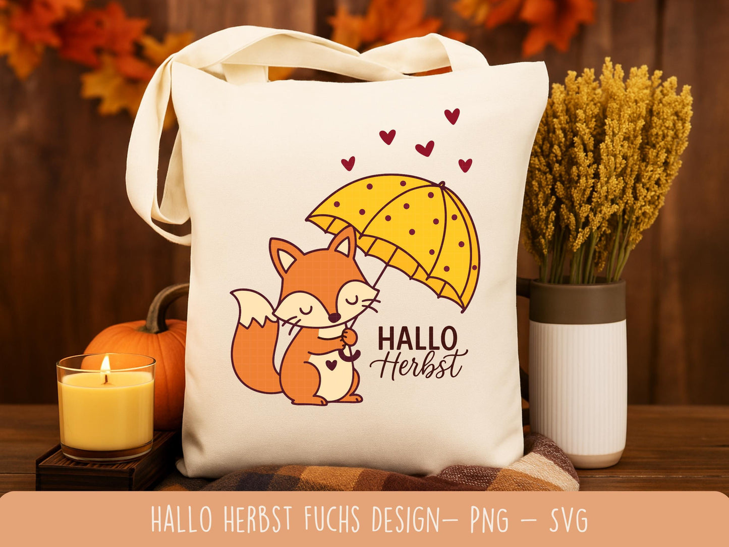 Hallo Herbst Fuchs – Plotterdatei & Laserdatei – Herbst SVG PNG – Sublimation Design – DIY Herbstdeko – Geschenkidee Cricut Silhouette Deko