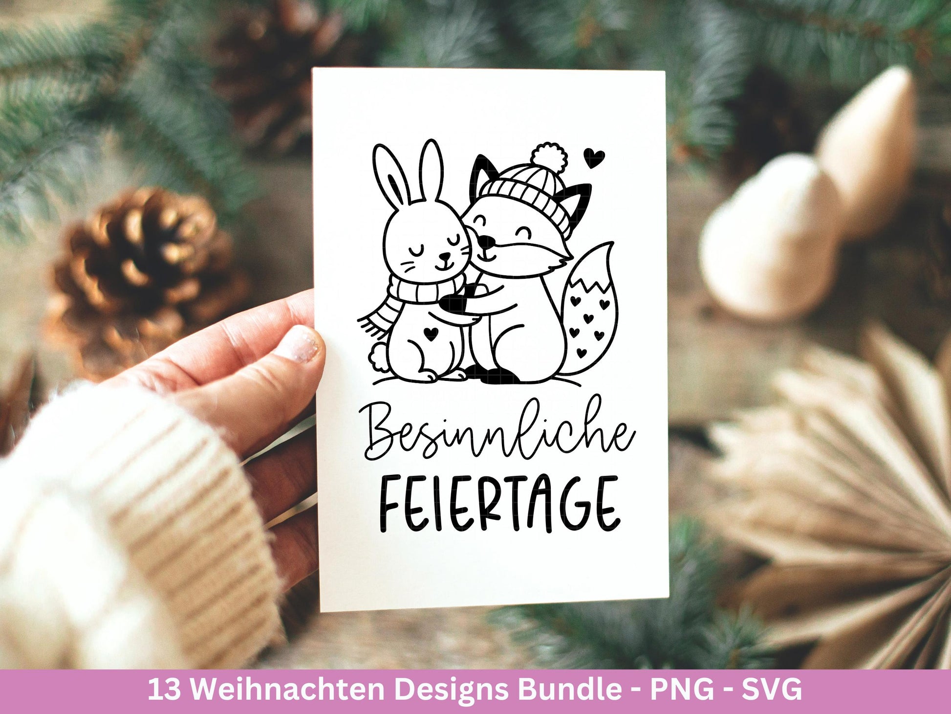 Weihnachten Plotterdatei & Laserdatei Bundle – Weihnachtsmotive SVG PNG – Festliche Sprüche und Tiere – DIY Weihnachtsdeko Cricut Silhouette