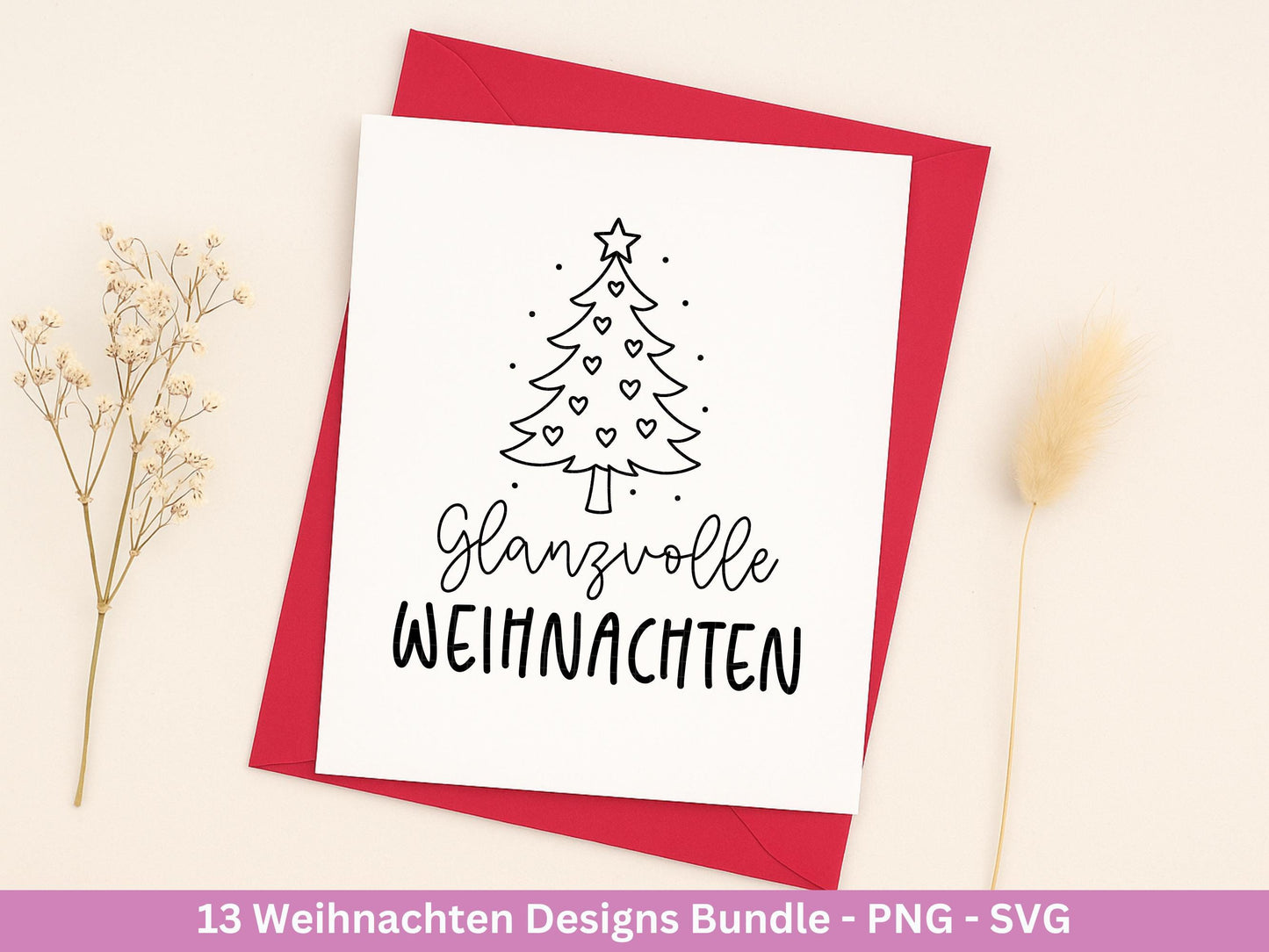 Weihnachten Plotterdatei & Laserdatei Bundle – Weihnachtsmotive SVG PNG – Festliche Sprüche und Tiere – DIY Weihnachtsdeko Cricut Silhouette