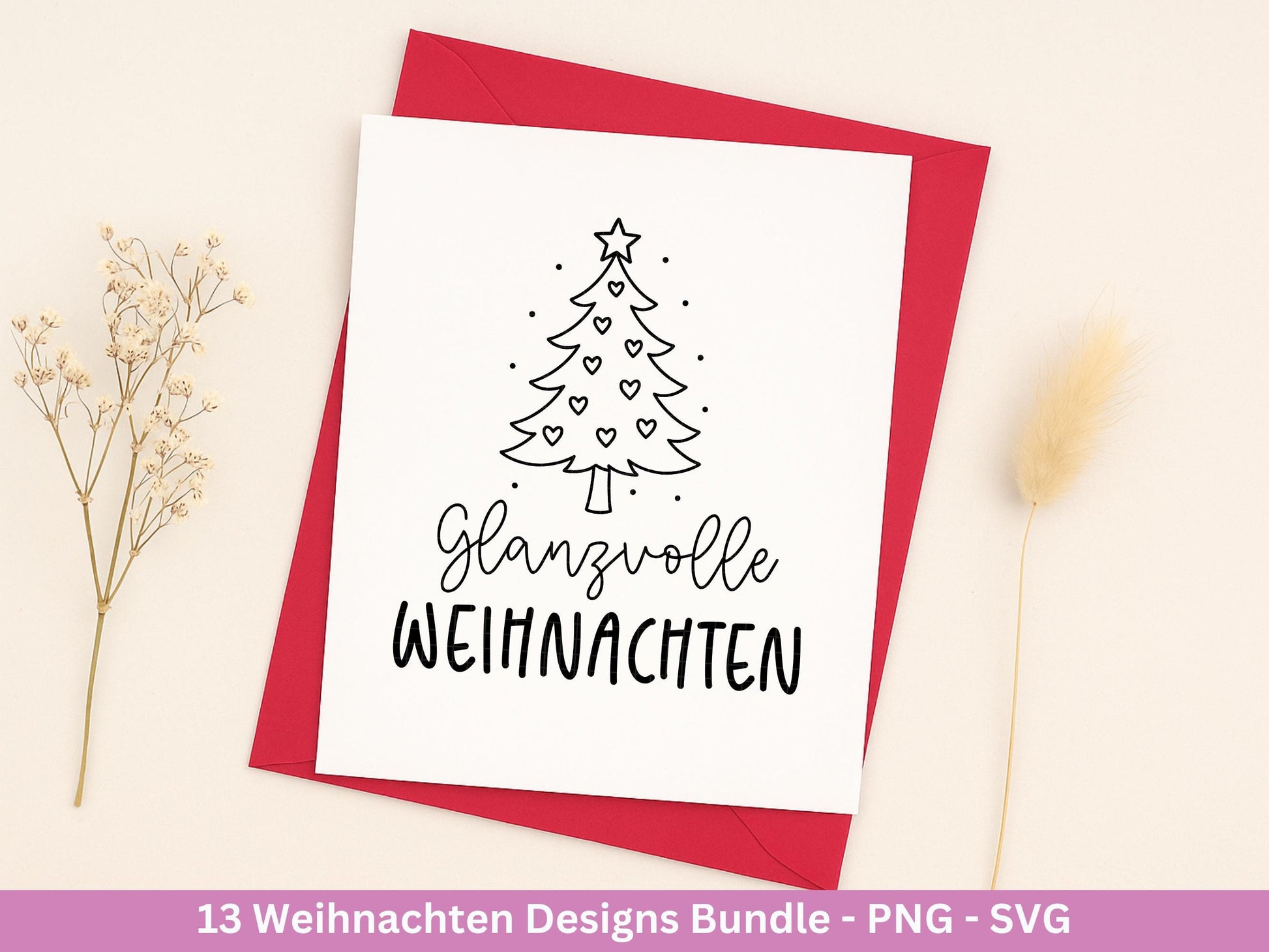 Weihnachten Plotterdatei & Laserdatei Bundle – Weihnachtsmotive SVG PNG – Festliche Sprüche und Tiere – DIY Weihnachtsdeko Cricut Silhouette