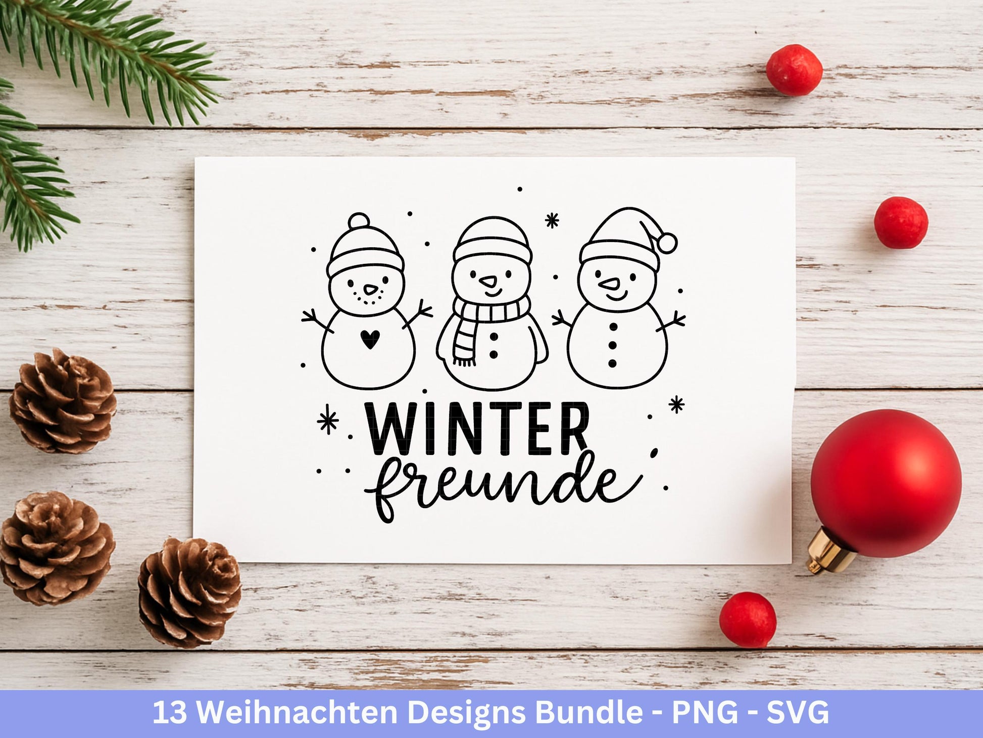 Weihnachten Plotterdatei und Laserdatei Bundle – Wintermotive SVG PNG – Rentier Pinguin Bär Sprüche – DIY Weihnachtsdeko Cricut Silhouette
