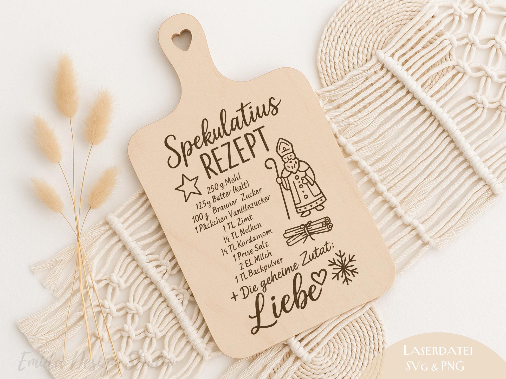 Laserdatei Weihnachtsrezepte – SVG PNG – Gravurdatei für Holzbrettchen – Elisenlebkuchen & Spekulatius – Weihnachtsdeko Geschenkidee Küche