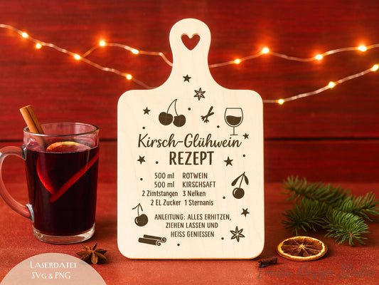 Laserdatei & Plotterdatei Glühwein Rezept – SVG PNG – Weihnachts Gravurdatei für Holzbrett – Winterdeko Geschenkidee DIY Cricut Silhouette