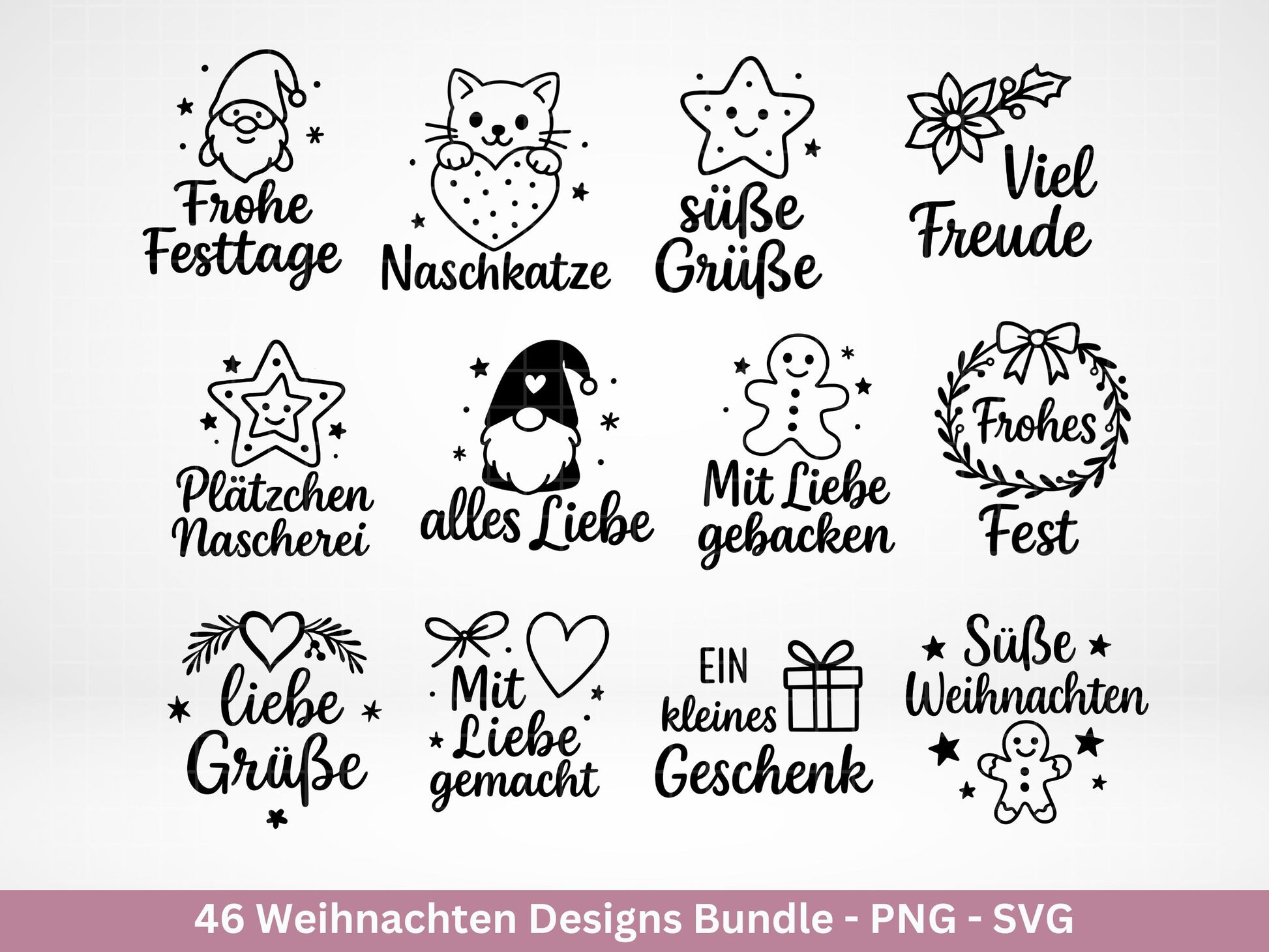 Weihnachten Sprüche Bundle – Plotterdatei & Digistamp – Laserdatei SVG PNG – Weihnachts Sprüche und Plätzchenmotive – Cricut Silhouette DIY
