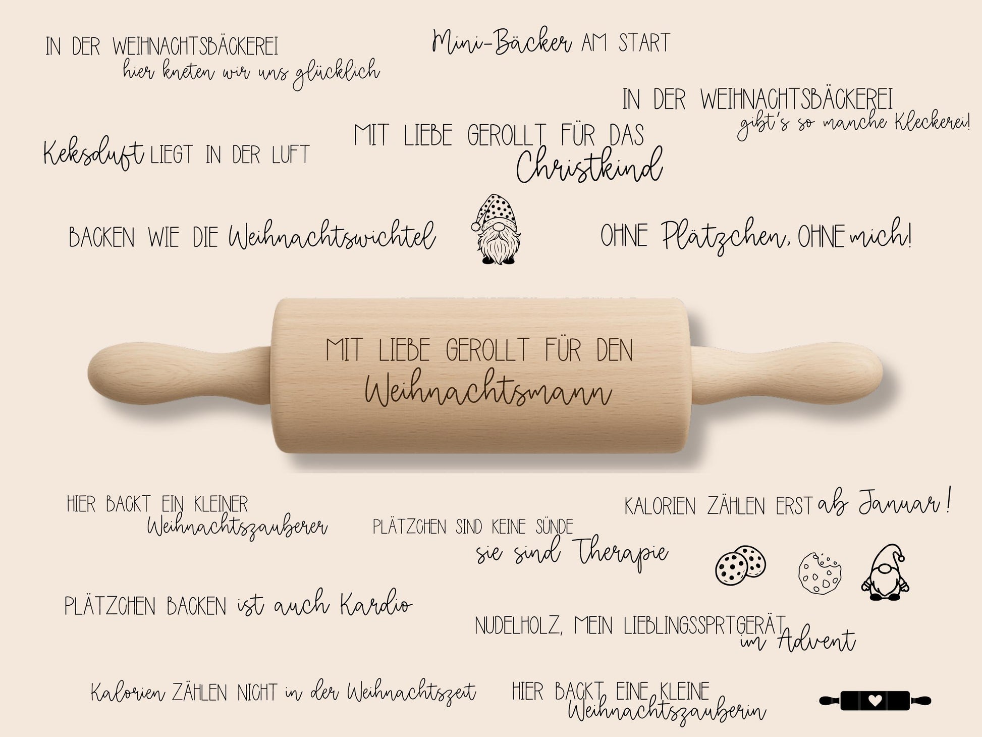 Laserdatei & Plotterdatei Backen Sprüche – SVG PNG – Teigrolle Gravurdatei – Plätzchen Backen Küche Deko – Geschenkidee Nudelholz Cricut