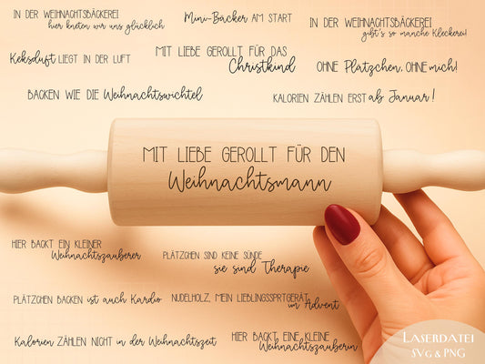 Laserdatei & Plotterdatei Backen Sprüche – SVG PNG – Teigrolle Gravurdatei – Plätzchen Backen Küche Deko – Geschenkidee Nudelholz Cricut