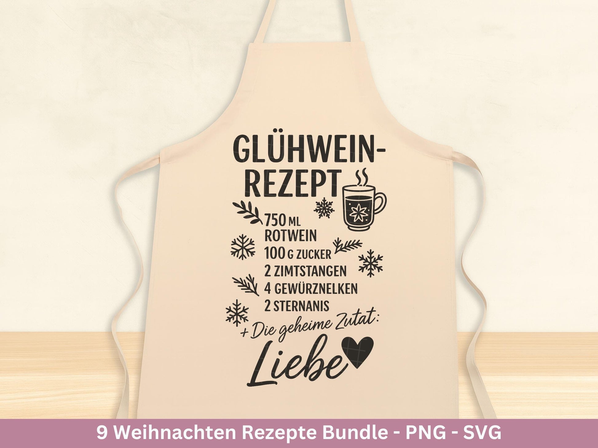 Plotterdatei & Laserdatei Weihnachtsrezepte – Rezepte SVG PNG – Glühwein Lebkuchen Bratapfel Winterpunsch – Weihnachten Geschenk Cricut