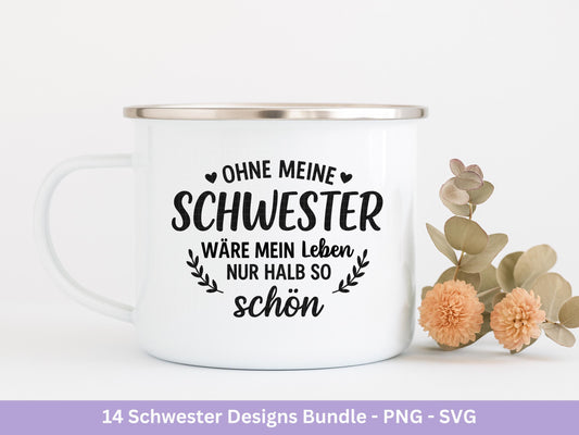 Schwester SVG Plotterdatei – Deutsche Sprüche Designs Bundle – Schwestern Sprüche Liebe Familie – Laserdatei Cricut Silhouette Geschenkidee