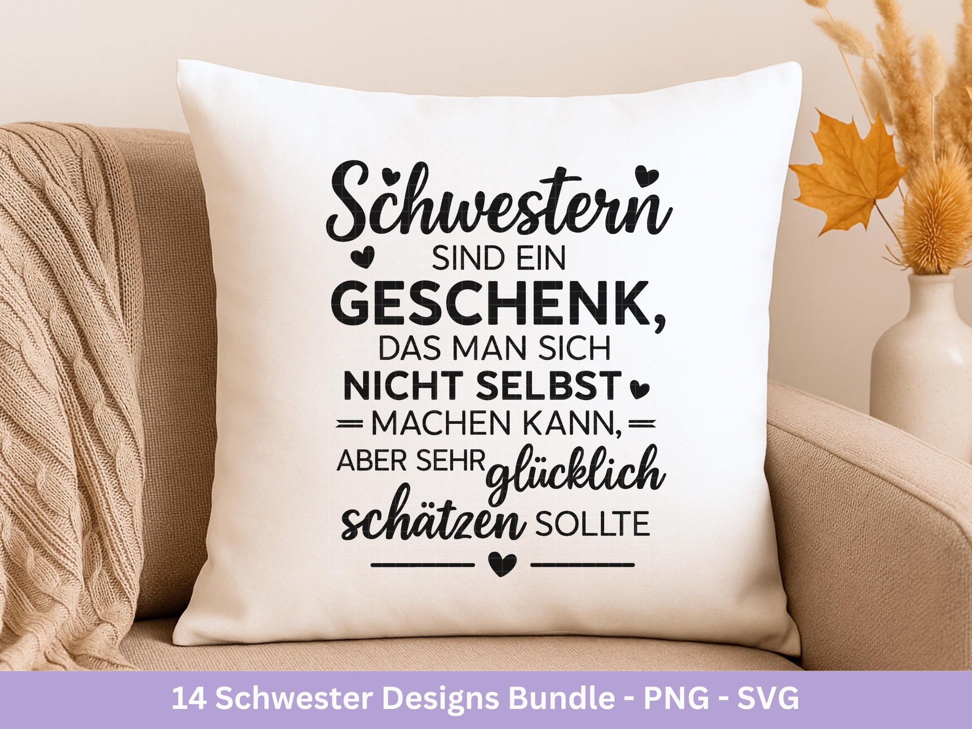 Schwester SVG Plotterdatei – Deutsche Sprüche Designs Bundle – Schwestern Sprüche Liebe Familie – Laserdatei Cricut Silhouette Geschenkidee