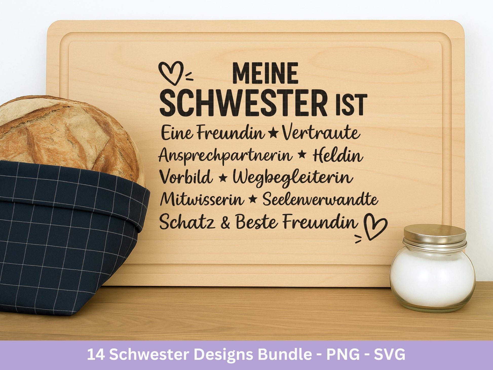 Schwester SVG Plotterdatei – Deutsche Sprüche Designs Bundle – Schwestern Sprüche Liebe Familie – Laserdatei Cricut Silhouette Geschenkidee