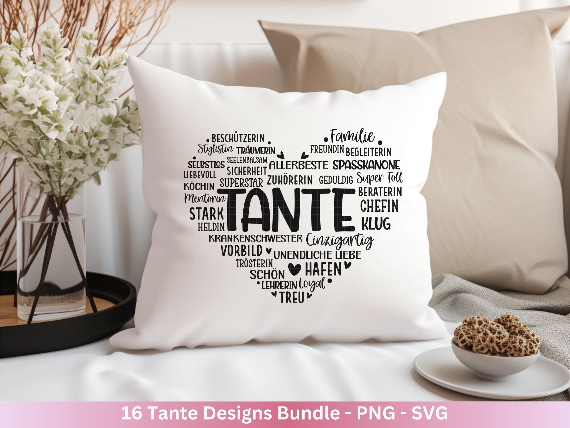 Tante SVG Plotterdatei – Deutsche Sprüche & Herz Designs – Beste Tante Geschenkidee – Laserdatei Cricut Silhouette für Shirt Tasse Beutel
