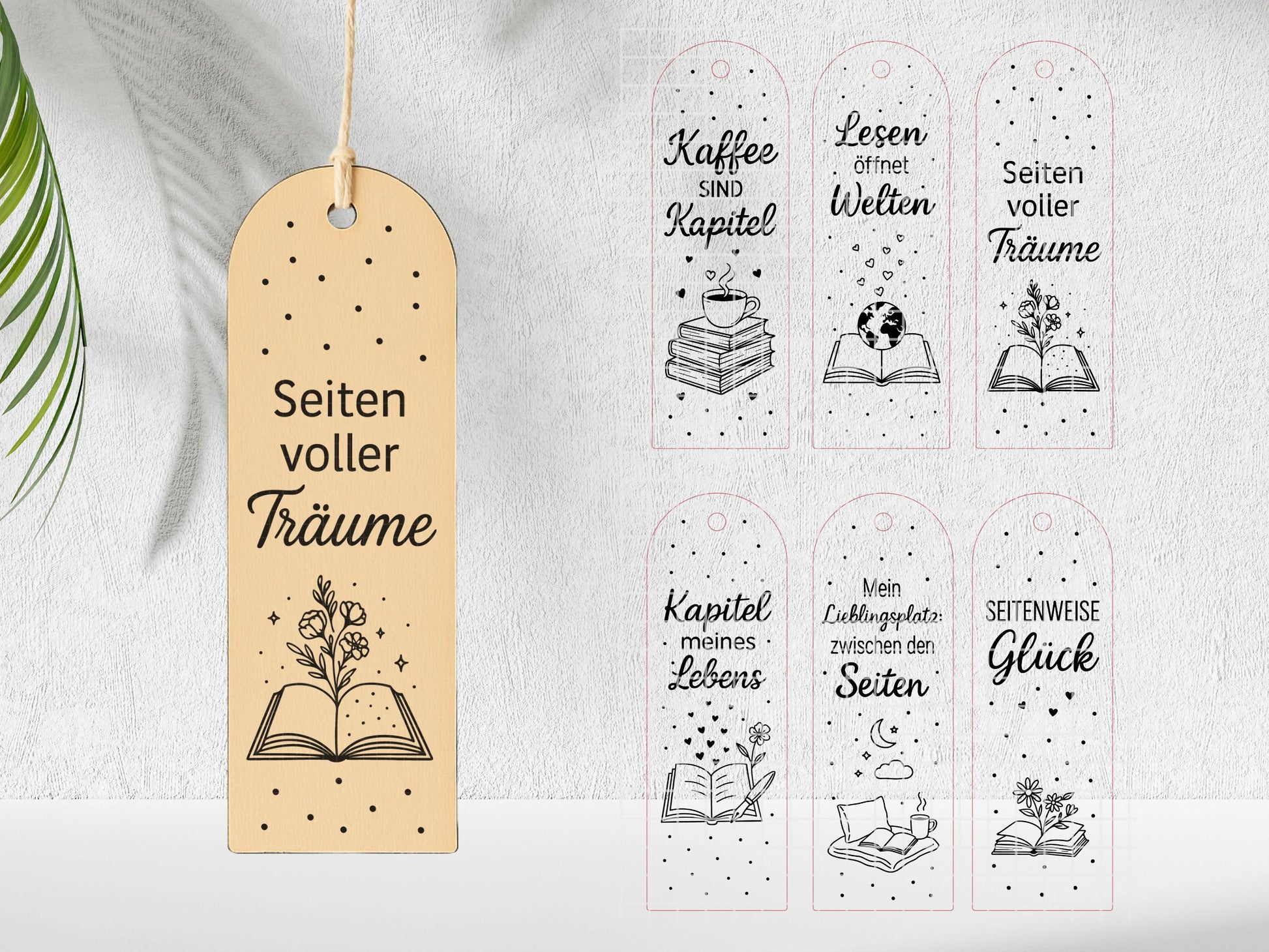 Lesezeichen SVG Laserdatei – Deutsche Sprüche & Bücher Zitate – Plotterdatei Lesen Kaffee – Geschenkidee für Bücherfreunde Cricut Silhouette