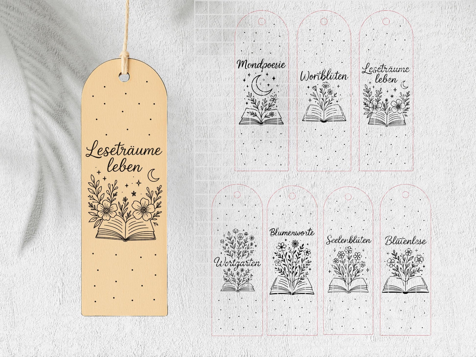 Lesezeichen SVG Datei – Laserdatei & Plotterdatei mit Sprüchen – Bücherliebe Zitate für Gravur und Plotten – Geschenkidee für Leseratten