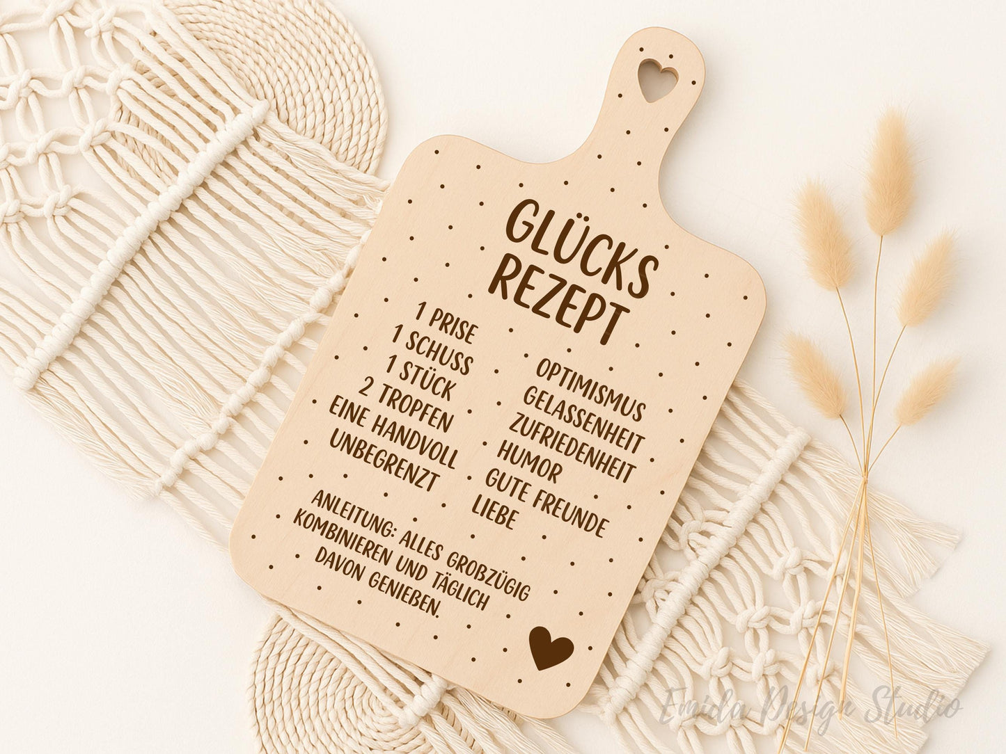 Laserdatei Schneidebrett SVG – Glücksrezept Spruch Küche – Gravurdatei Humor Geschenkidee – Plotterdatei Cricut Silhouette Holz Gravieren