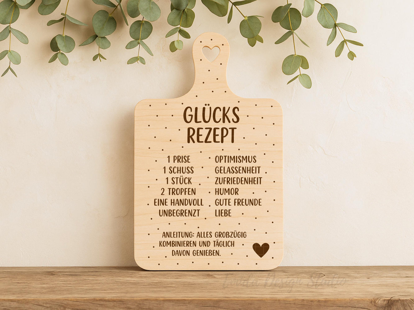 Laserdatei Schneidebrett SVG – Glücksrezept Spruch Küche – Gravurdatei Humor Geschenkidee – Plotterdatei Cricut Silhouette Holz Gravieren