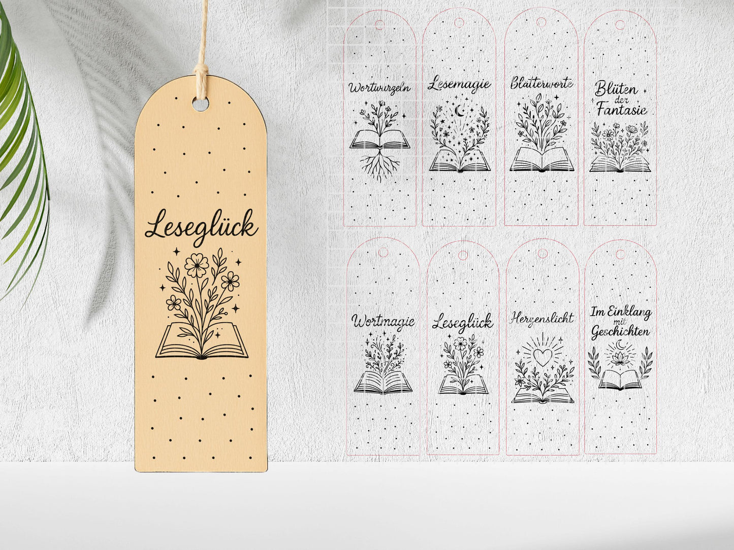 Lesezeichen SVG Laserdatei – Deutsche Sprüche & Bücher Zitate – Plotterdatei Lesen Blumen – Geschenkidee für Bücherfreunde Cricut Silhouette