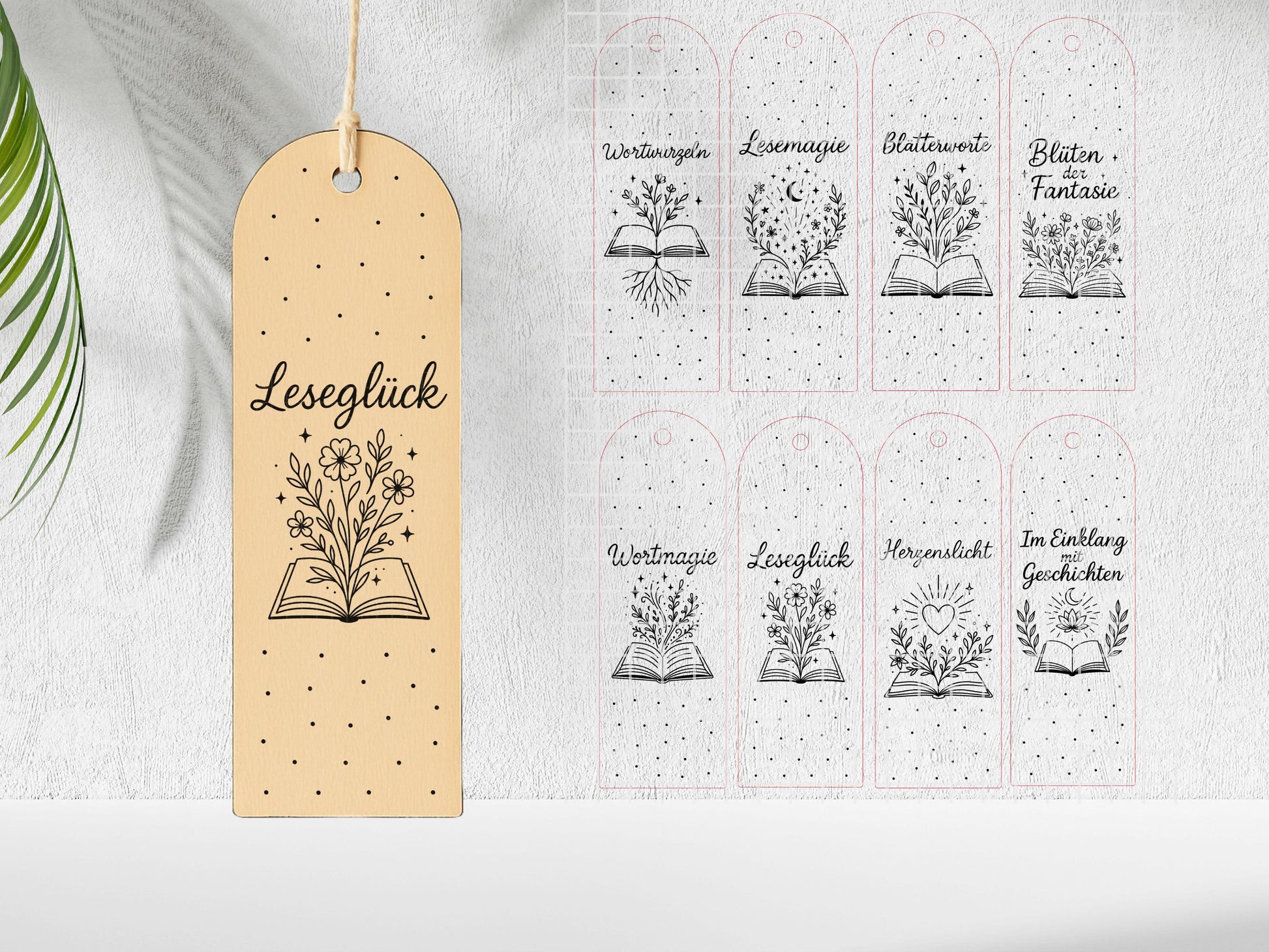 Lesezeichen SVG Laserdatei – Deutsche Sprüche & Bücher Zitate – Plotterdatei Lesen Blumen – Geschenkidee für Bücherfreunde Cricut Silhouette