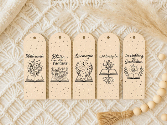 Lesezeichen SVG Laserdatei – Deutsche Sprüche & Bücher Zitate – Plotterdatei Lesen Blumen – Geschenkidee für Bücherfreunde Cricut Silhouette