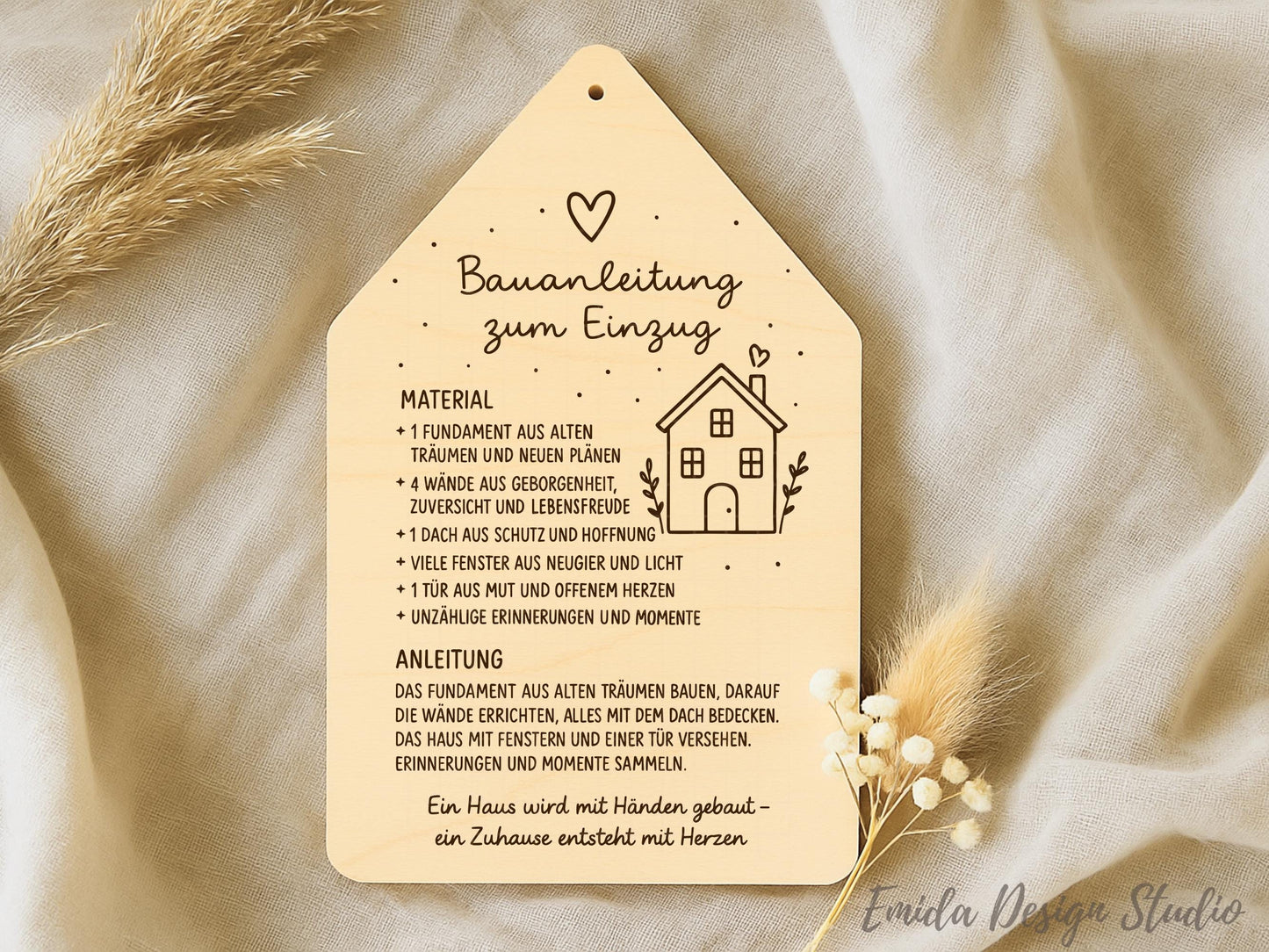 Laserdatei Haus Einzug SVG – Bauanleitung zum Einzug Spruch – Plotterdatei Geschenkidee neues Zuhause – Gravur Datei Cricut Silhouette DIY