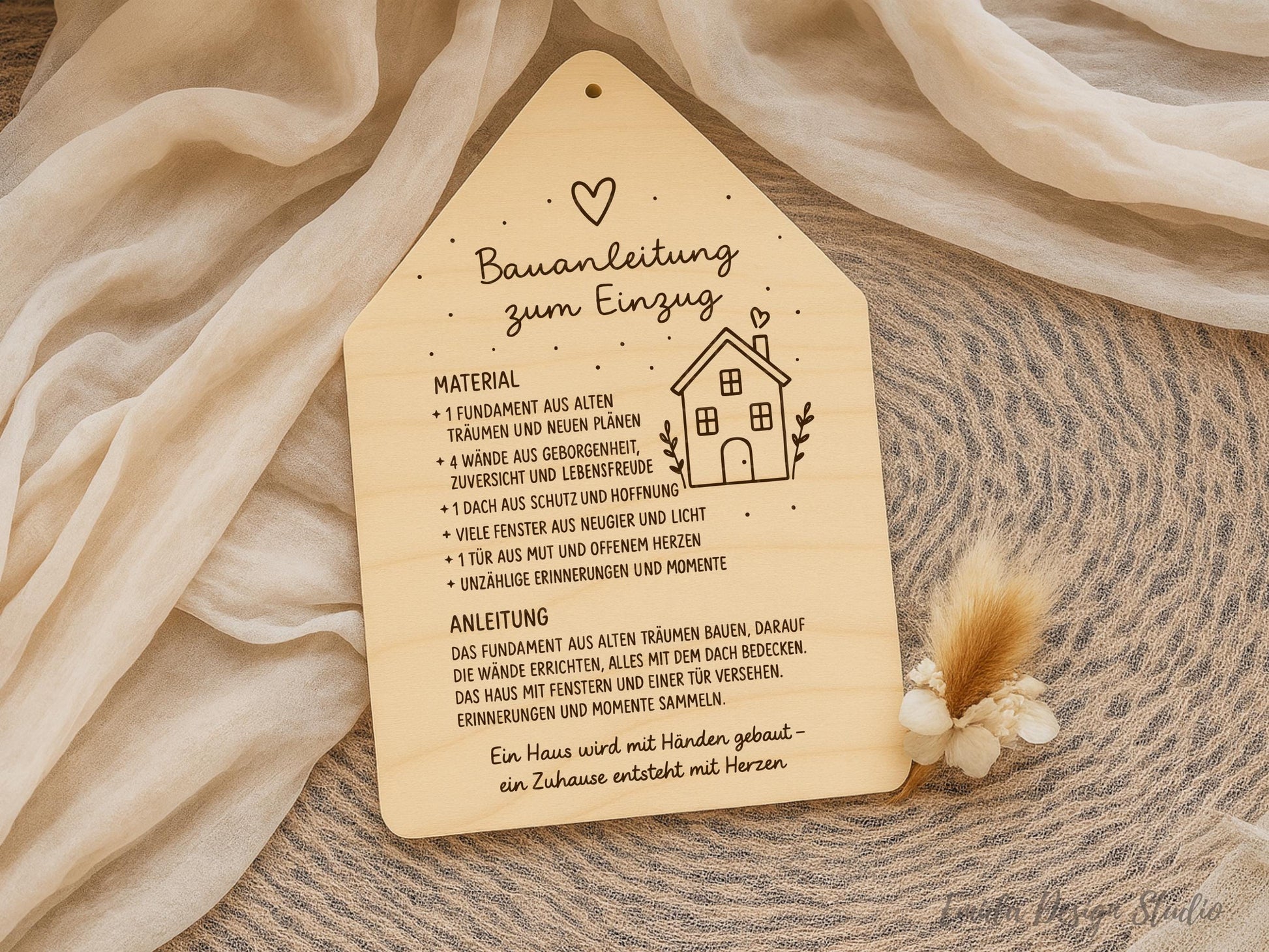 Laserdatei Haus Einzug SVG – Bauanleitung zum Einzug Spruch – Plotterdatei Geschenkidee neues Zuhause – Gravur Datei Cricut Silhouette DIY