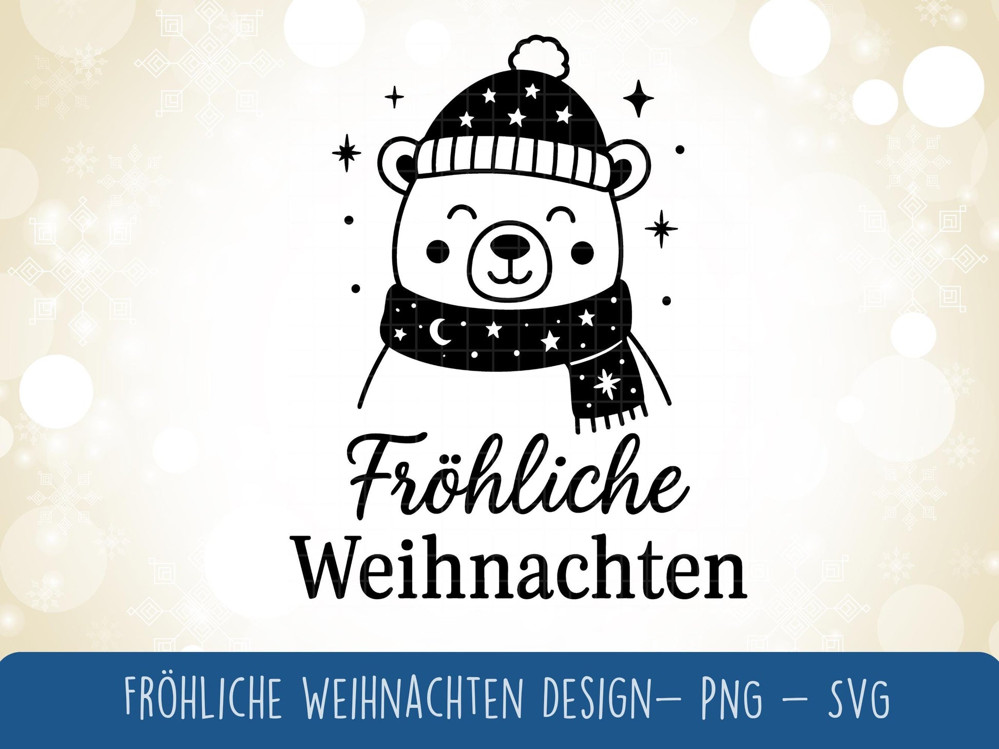 Weihnachten SVG Plotterdatei – Fröhliche Weihnachten Bär – Laserdatei Winter Tiermotiv – Cricut Silhouette Geschenkidee Deko Xmas PNG SVG