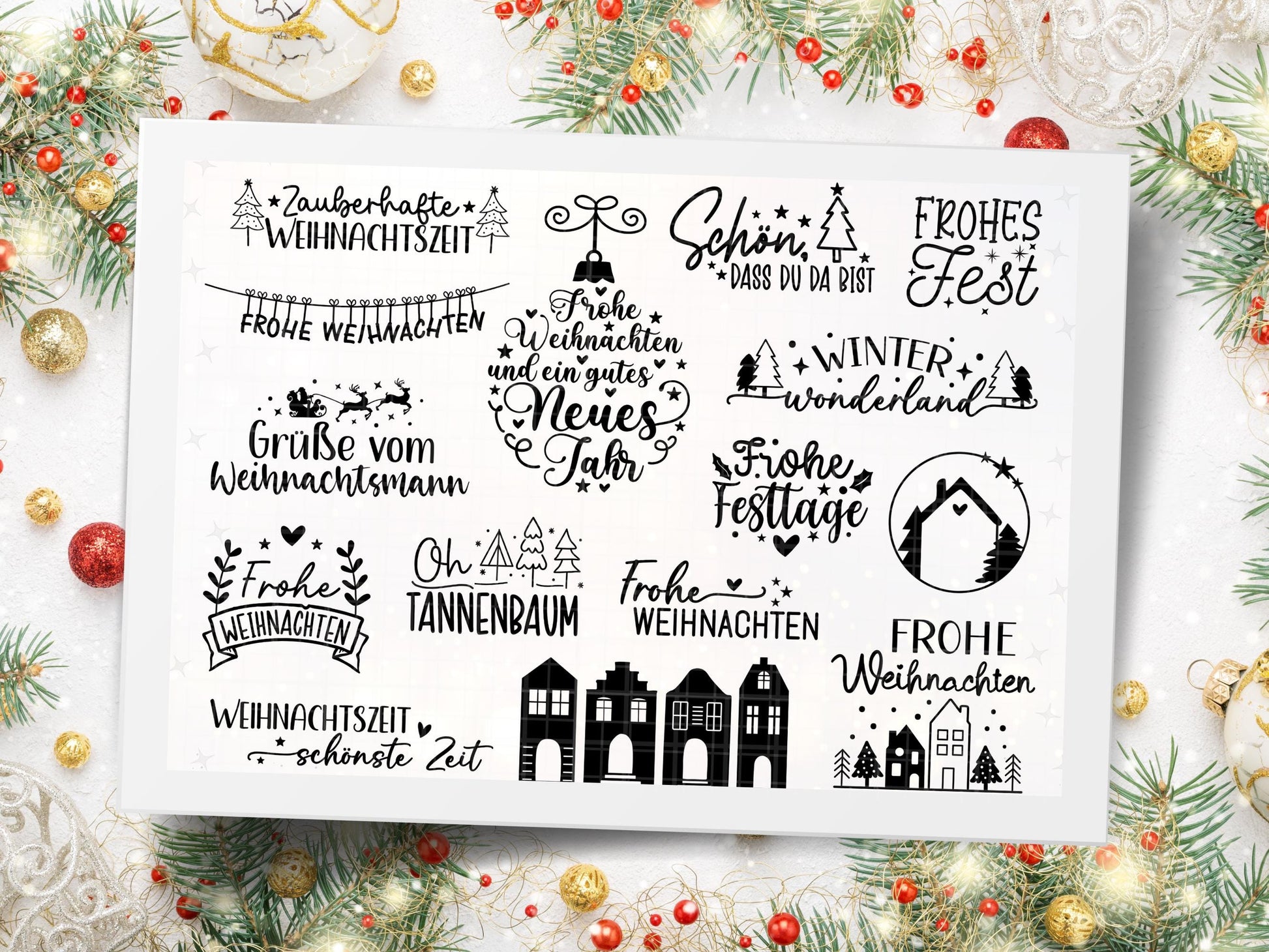 XXL Weihnachten SVG Bundle – Plotterdateien & Laserdateien – Deutsche Weihnachts-Sprüche, Winter Designs, Cricut Silhouette Png DIY Geschenk