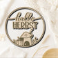 Hallo Herbst SVG Laserdatei – Plotterdatei Herbstkranz mit Kürbis & Pilz – Herbst Deko Vorlage für Cricut Silhouette Glowforge DIY Basteln