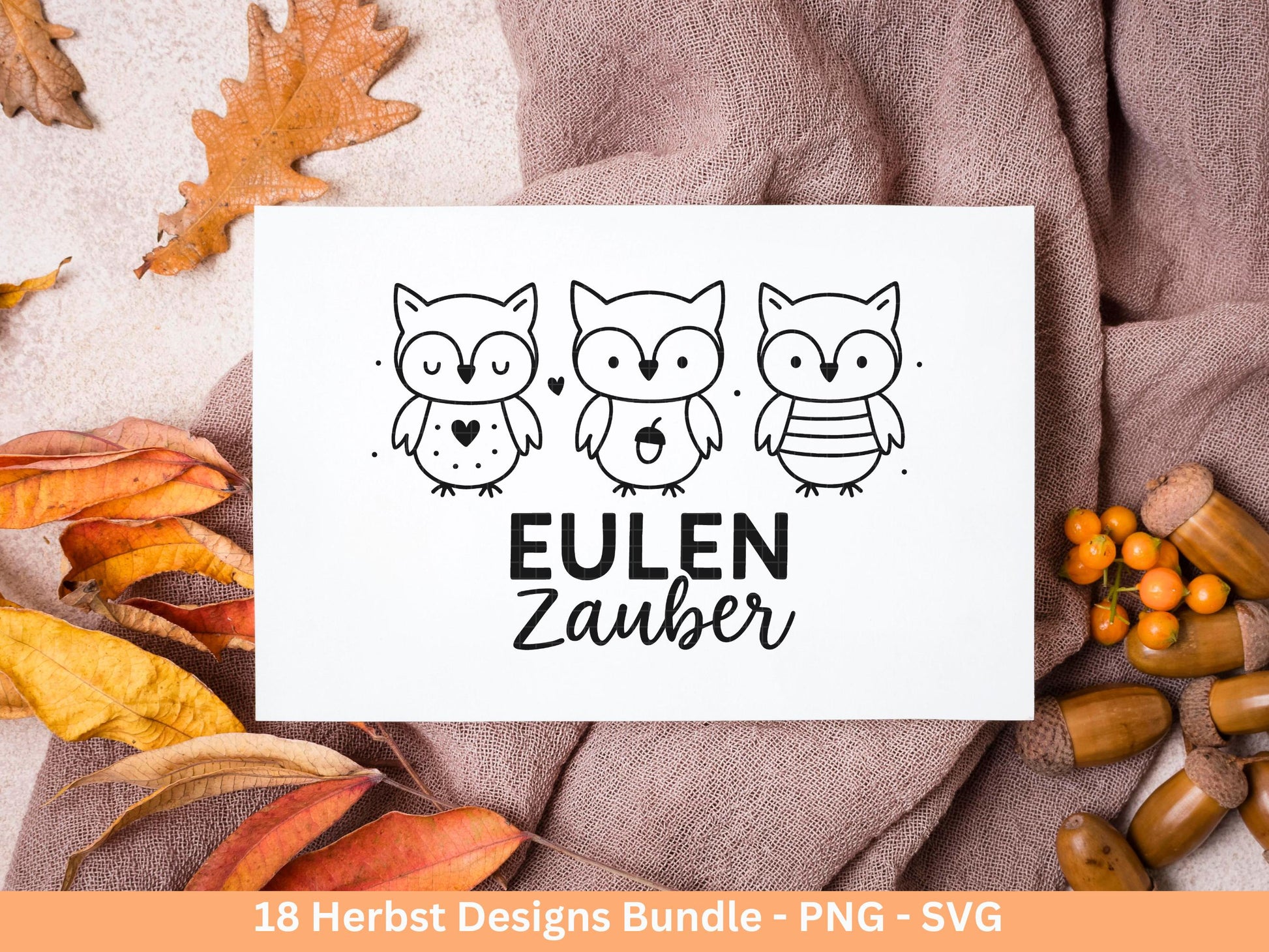 Herbst Plotterdatei Bundle – Herbst Sprüche & Motive – SVG PNG – Kürbis Igel Eulen Pilze Blätter – Laserdatei DIY Deko Geschenkidee Basteln