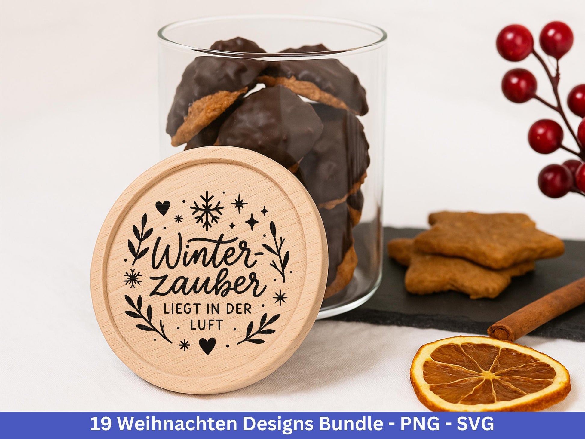 Weihnachten SVG Bundle – Plotterdatei & Laserdatei | Deutsche Sprüche Wintermotive (Kranz, Dorf, Kirche, Schneekugel) | PNG SVG | Cricut