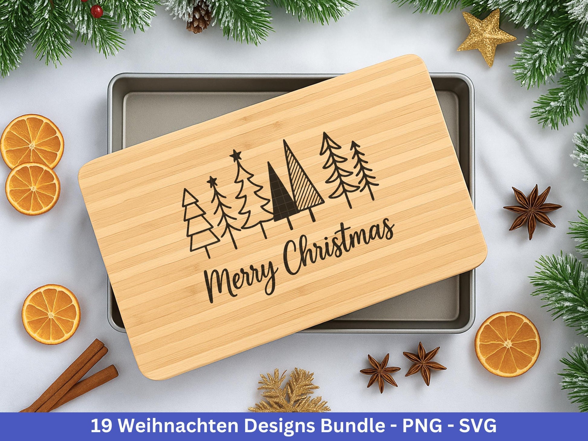 Weihnachten SVG Bundle – Plotterdatei & Laserdatei | Deutsche Sprüche Wintermotive (Kranz, Dorf, Kirche, Schneekugel) | PNG SVG | Cricut