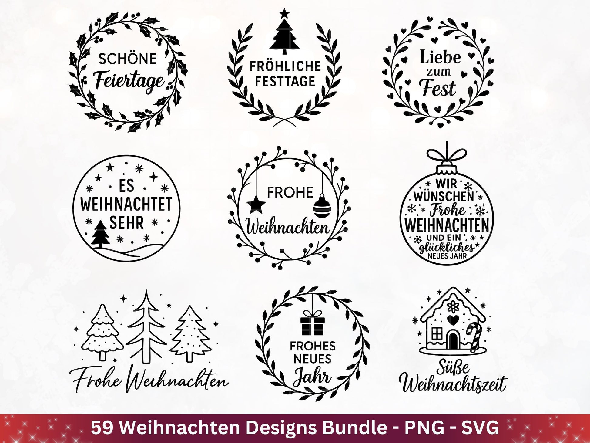 Weihnachten SVG Plotterdatei Bundle – Weihnachtshäuser | Weihnachten Laserdatei | Home SVG | Cricut SVG | Deutsch | Weihnachtsdeko | Winter