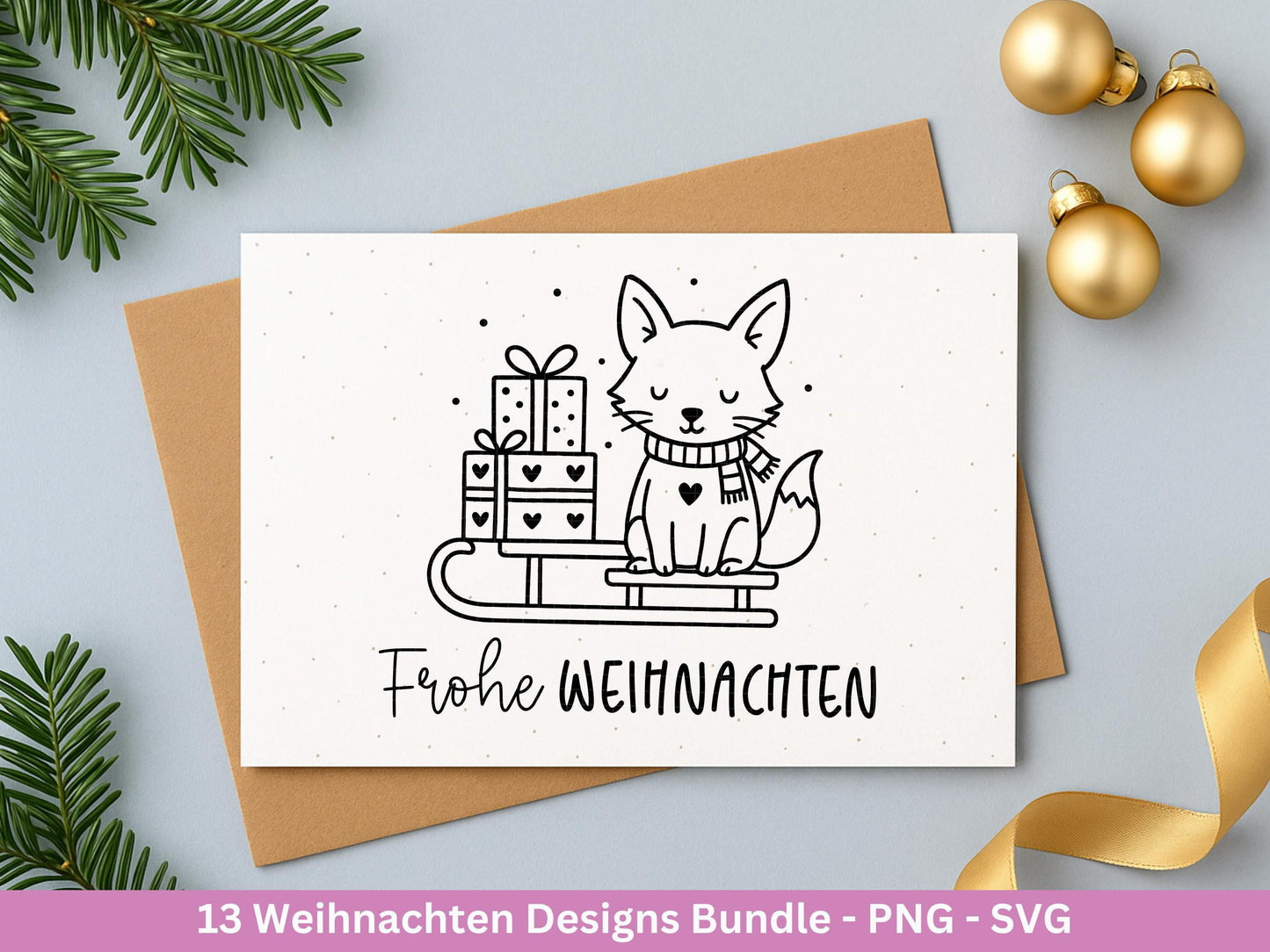 Weihnachten Plotterdatei & Laserdatei Bundle – Weihnachtsmotive SVG PNG – Festliche Sprüche und Tiere – DIY Weihnachtsdeko Cricut Silhouette