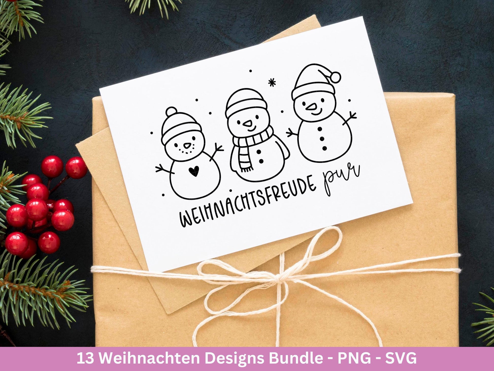 Weihnachten Plotterdatei & Laserdatei Bundle – Weihnachtsmotive SVG PNG – Festliche Sprüche und Tiere – DIY Weihnachtsdeko Cricut Silhouette