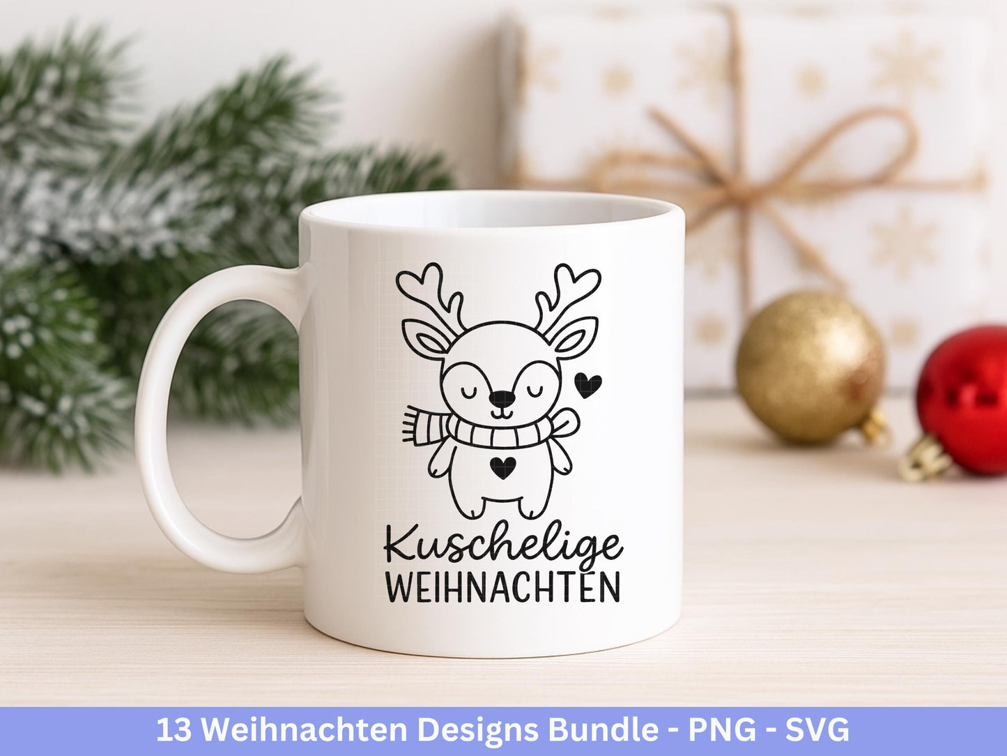 Weihnachten Plotterdatei und Laserdatei Bundle – Wintermotive SVG PNG – Rentier Pinguin Bär Sprüche – DIY Weihnachtsdeko Cricut Silhouette
