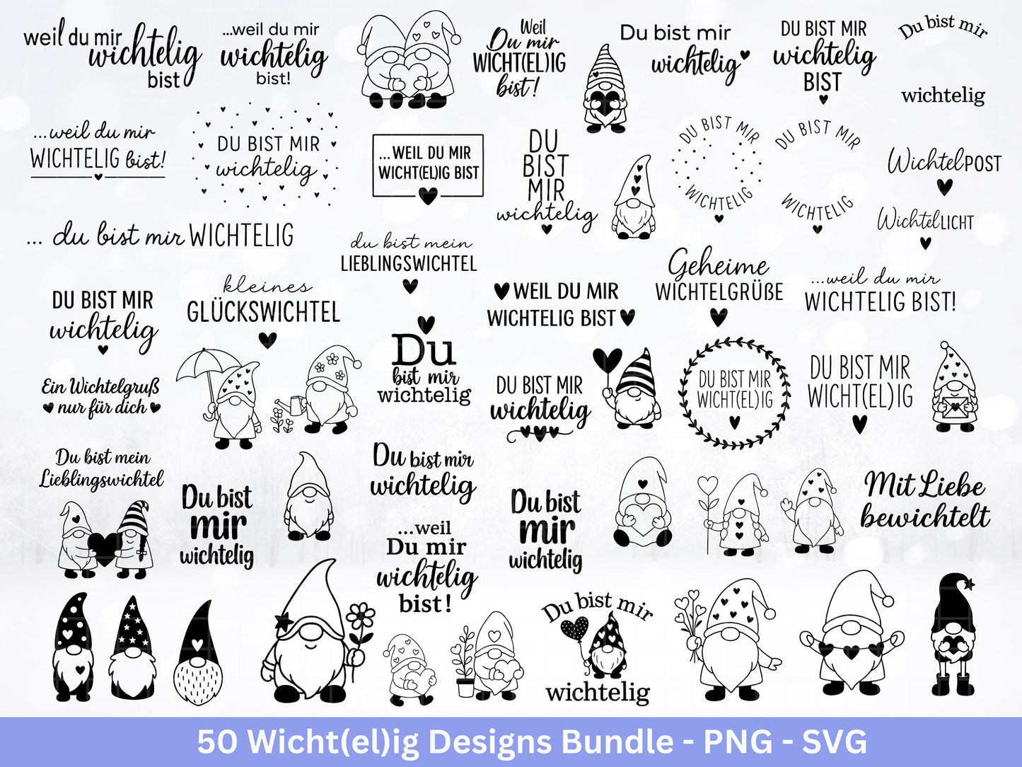 Plotterdatei Wichtel Bundle – Du bist mir Wichtelig SVG PNG – Laserdatei Weihnachten – Wichtel Geschenkidee & Deko – Cricut Silhouette