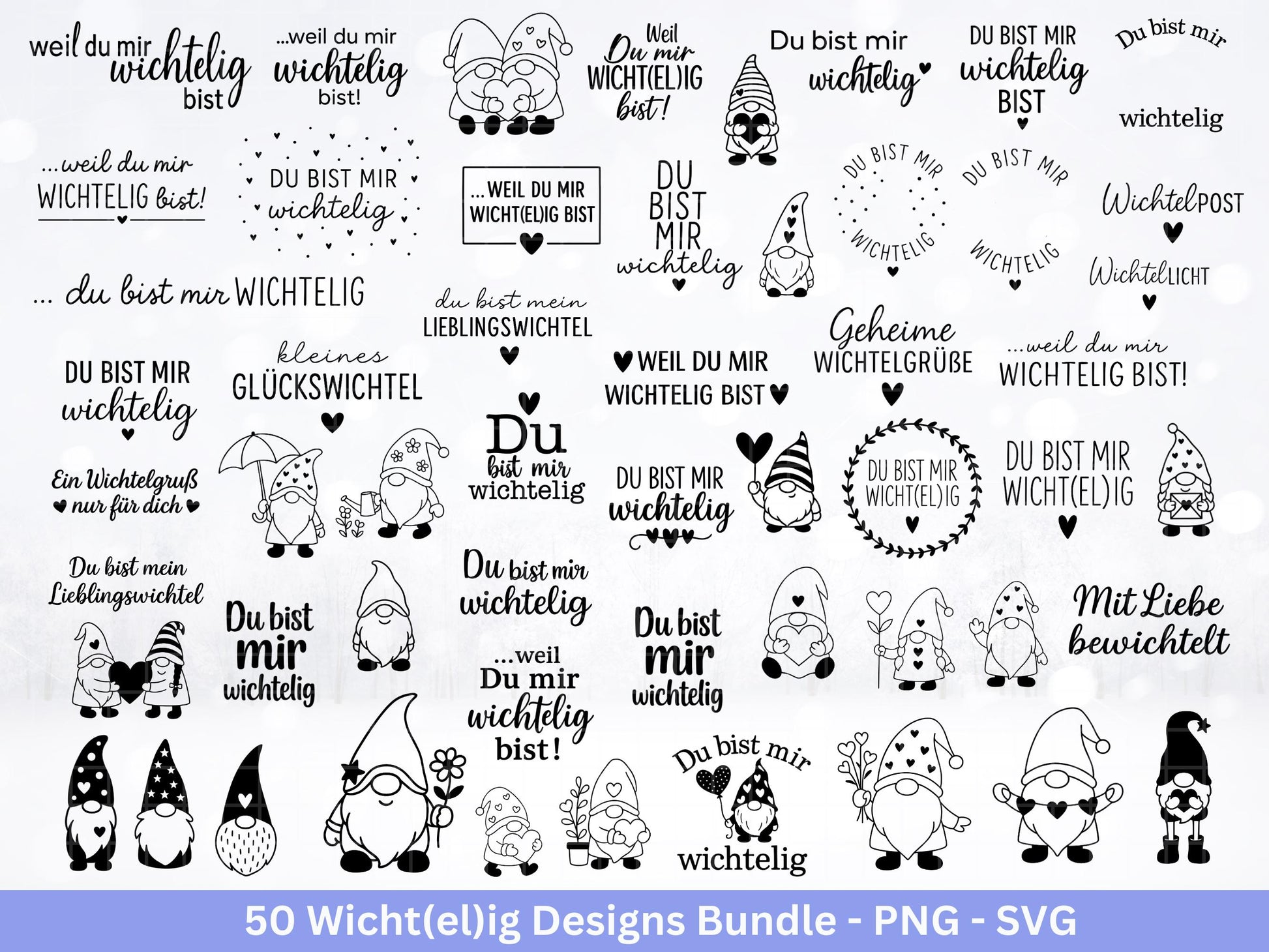 Plotterdatei Wichtel Bundle – Du bist mir Wichtelig SVG PNG – Laserdatei Weihnachten – Wichtel Geschenkidee & Deko – Cricut Silhouette