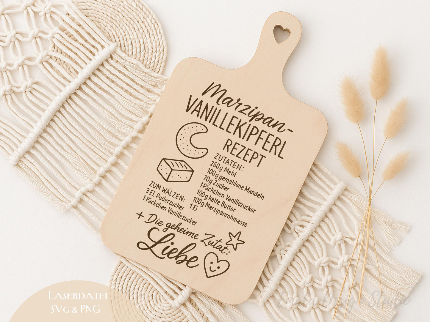 Laserdatei Weihnachtsrezepte – SVG PNG – Gravurdatei für Holzbrettchen – Spritzgebäck & Vanillekipferl – Plätzchen Rezepte Geschenkidee DIY