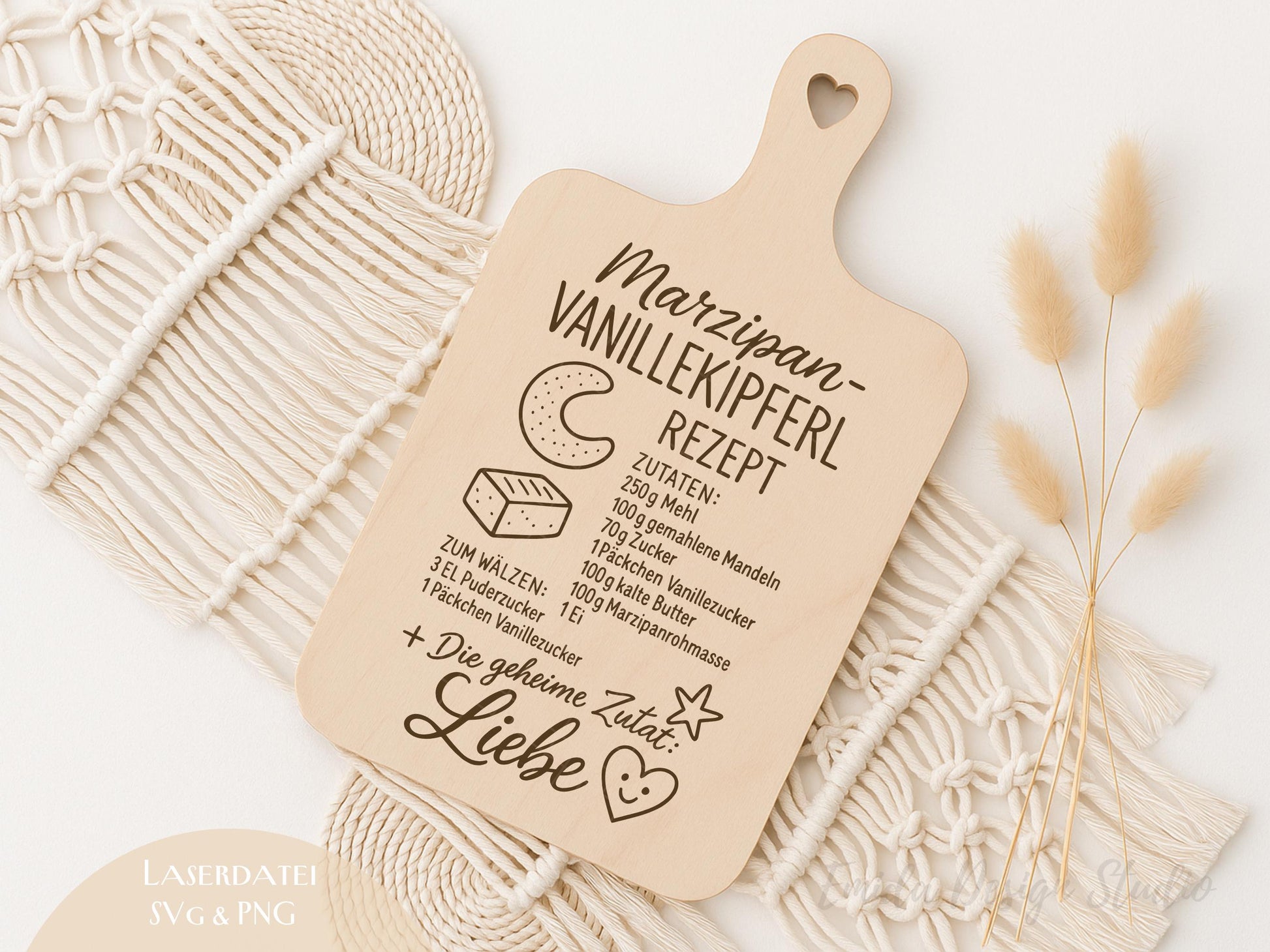 Laserdatei Weihnachtsrezepte – SVG PNG – Gravurdatei für Holzbrettchen – Spritzgebäck & Vanillekipferl – Plätzchen Rezepte Geschenkidee DIY