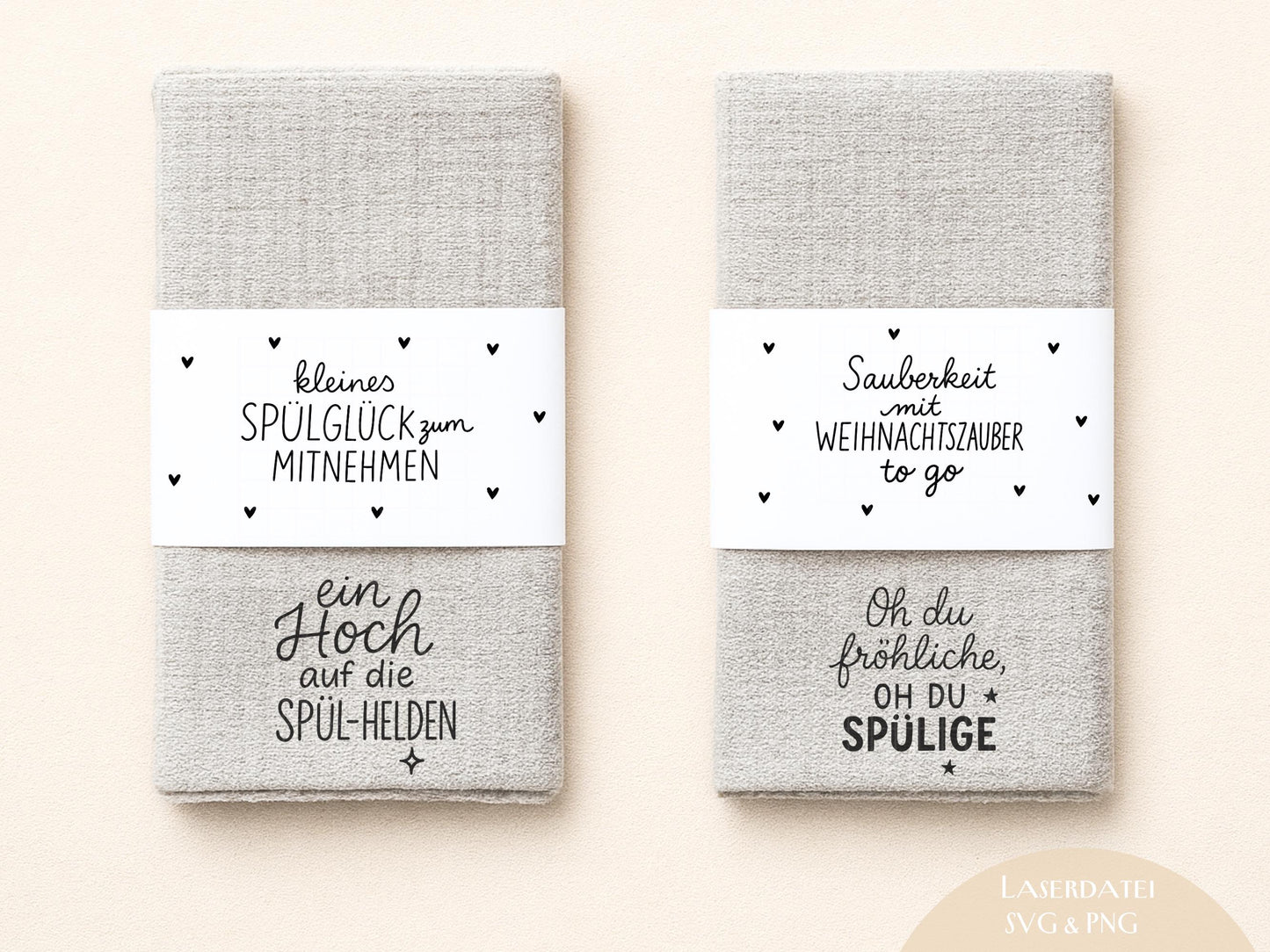 Putzlappen Sprüche – SVG-Datei | Plotterdatei und Laserdatei | Banderole Spüllappen/Waschlappen | Geschenkidee Küche | Weihnachten & Neujahr